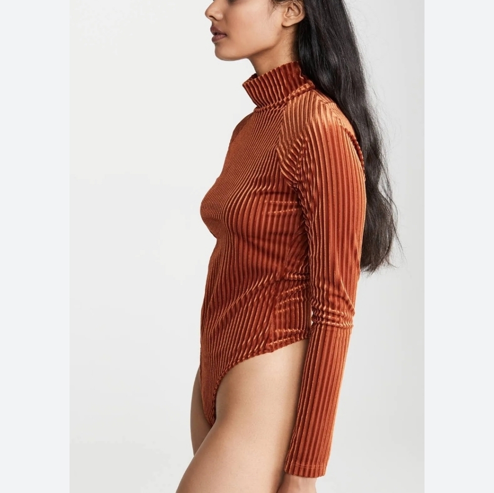 Only Hearts Velour Turtleneck Thong Bodysuit Amber - Intimately Free People